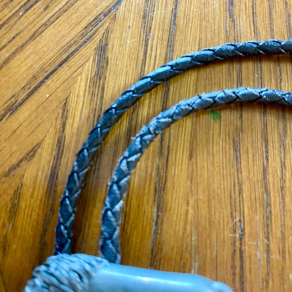 Bolo Tie Buffalo Pewter EGE 1989 Stamped Slide Black Leather Silver Tone Pewter - Picture 12 of 14